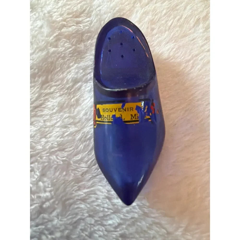 Vintage Cobalt Blue Shoe Souvenir Salt Shaker Holland Michigan Collectible